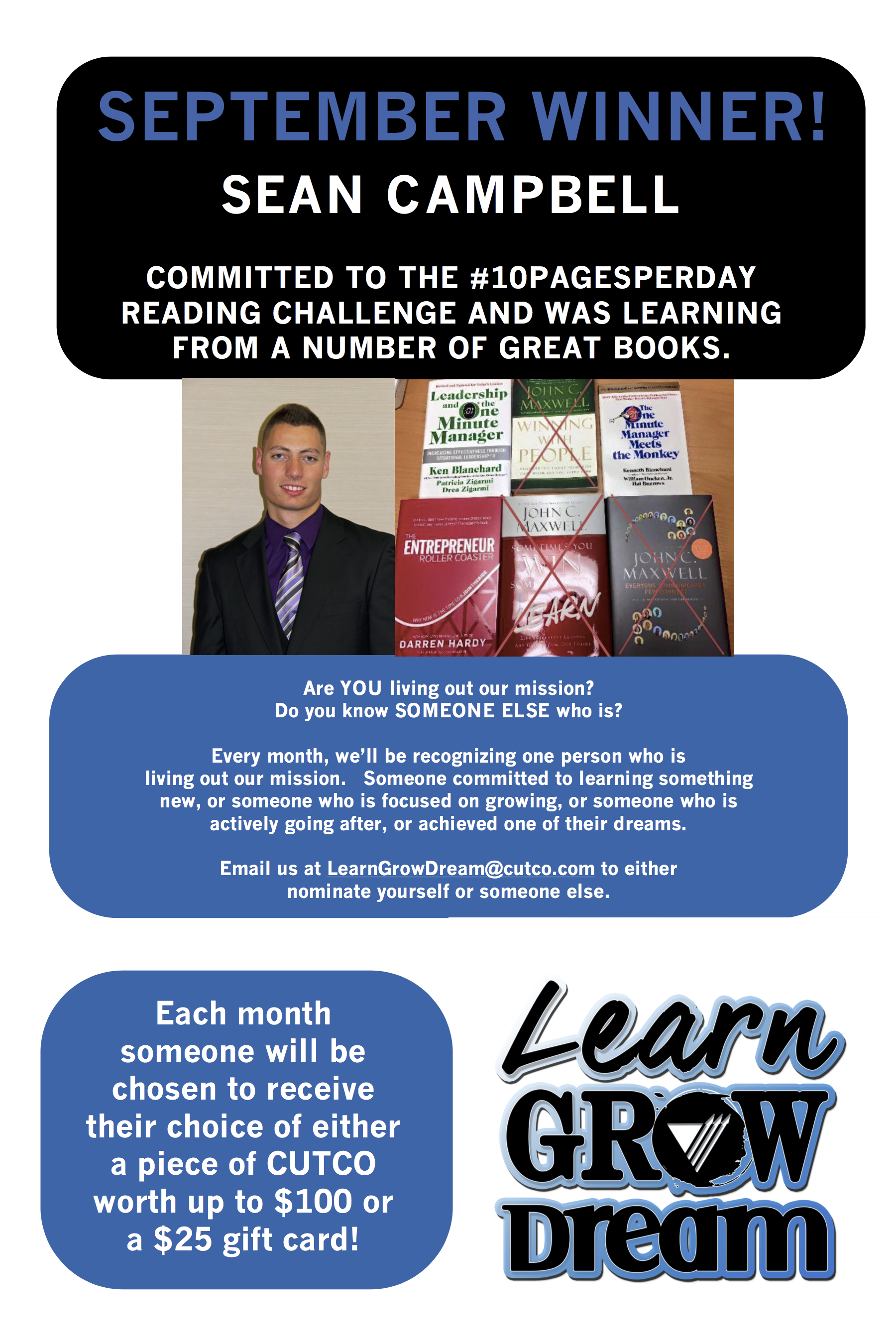 Open blog post titled 'Learn Grow Dream- September winner'