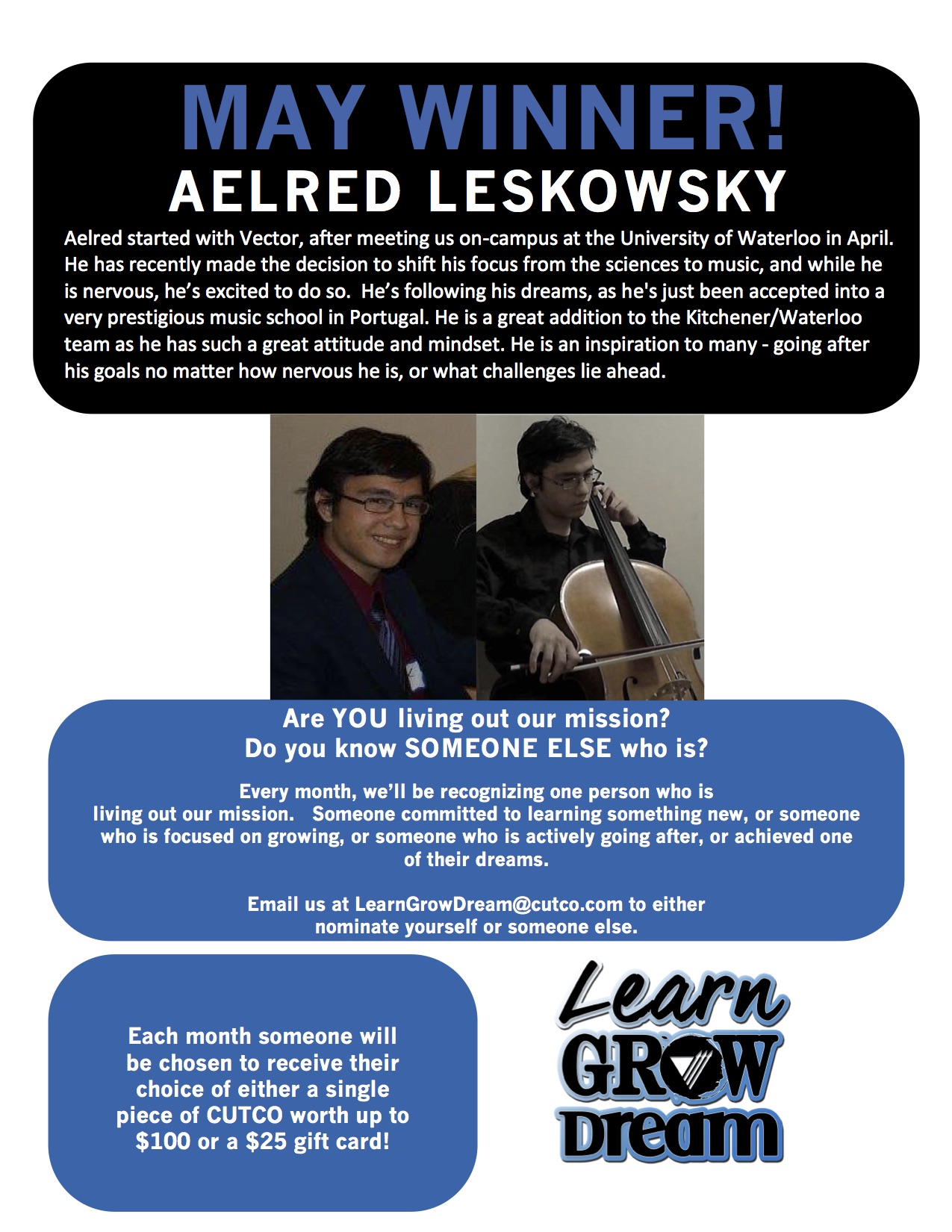 May 2016 winner Aelred Leskowsky