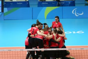 Rio de Janeiro-15/9/2016- Canada plays Rwanda  in the women's sitting volleyball at RioCentre at the 2016 Paralympic Games in Rio. Photo Scott Grant/Canadian Paralympic Committee